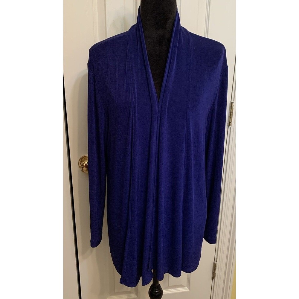 Chicos Travelers Size 2 Womens Large Cardigan Open Front Slinky Knit Jacket